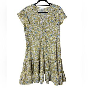 Kirundo daisy print short sleeve scoop neck mini dress